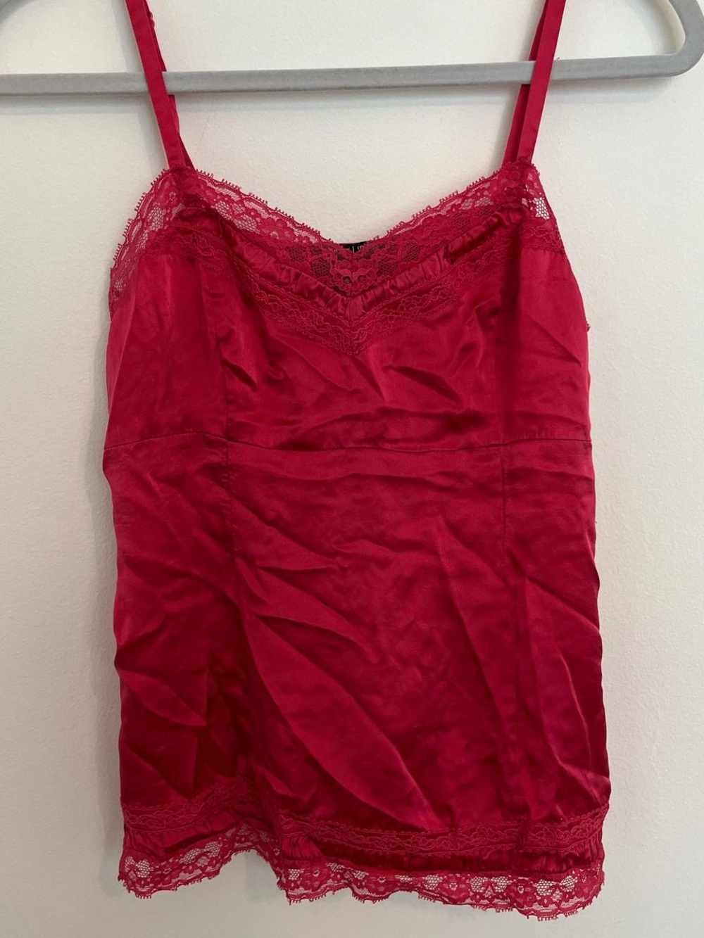 lace trim satin cami top